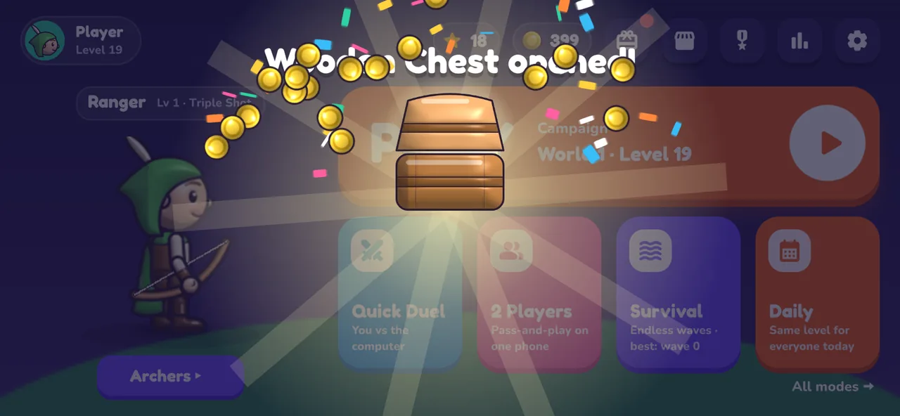 Chest opening with a coin blast