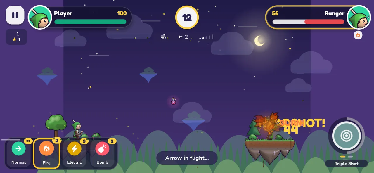 Fire arrow bursting into a fireball
