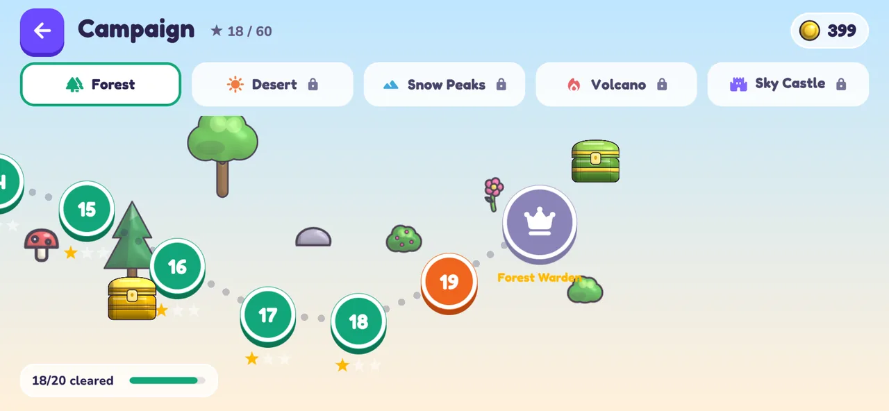 World map with 20 levels