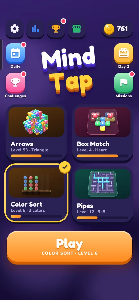Home screen with four games
