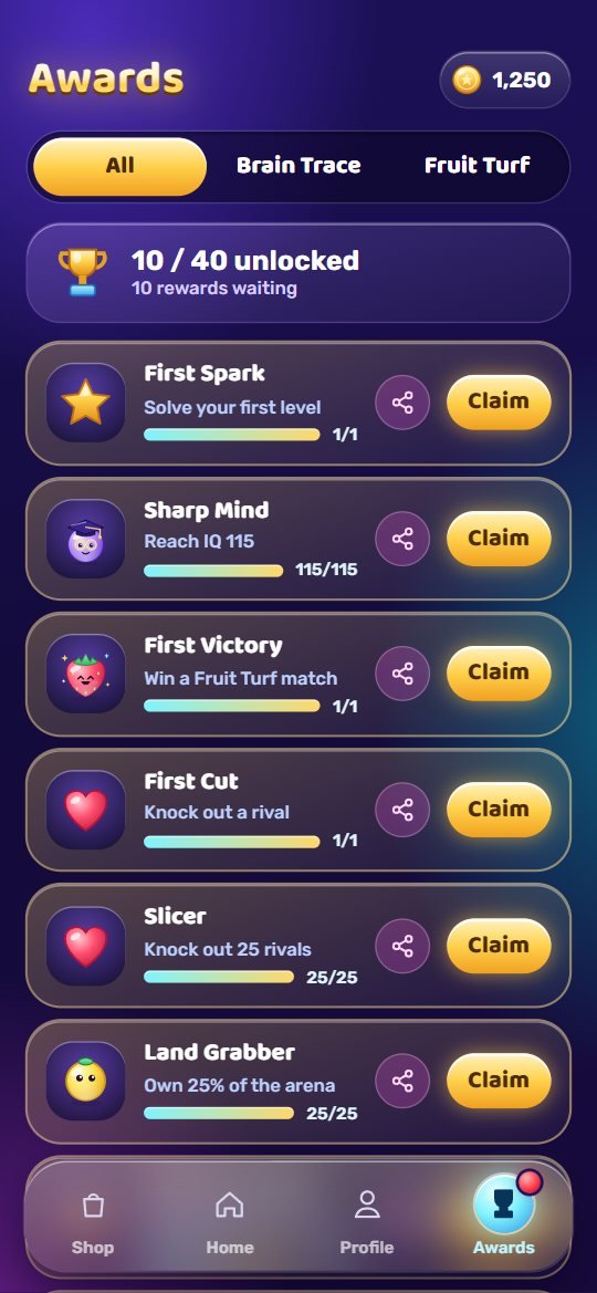 Awards screen with 40 achievements