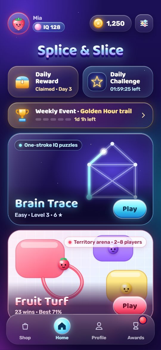 Splice & Slice home screen